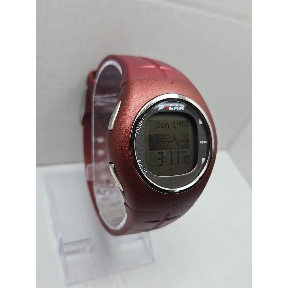 Polar F11 Red Heart Rate Fitness Monitor Watch New Battery Watch Only No Strap